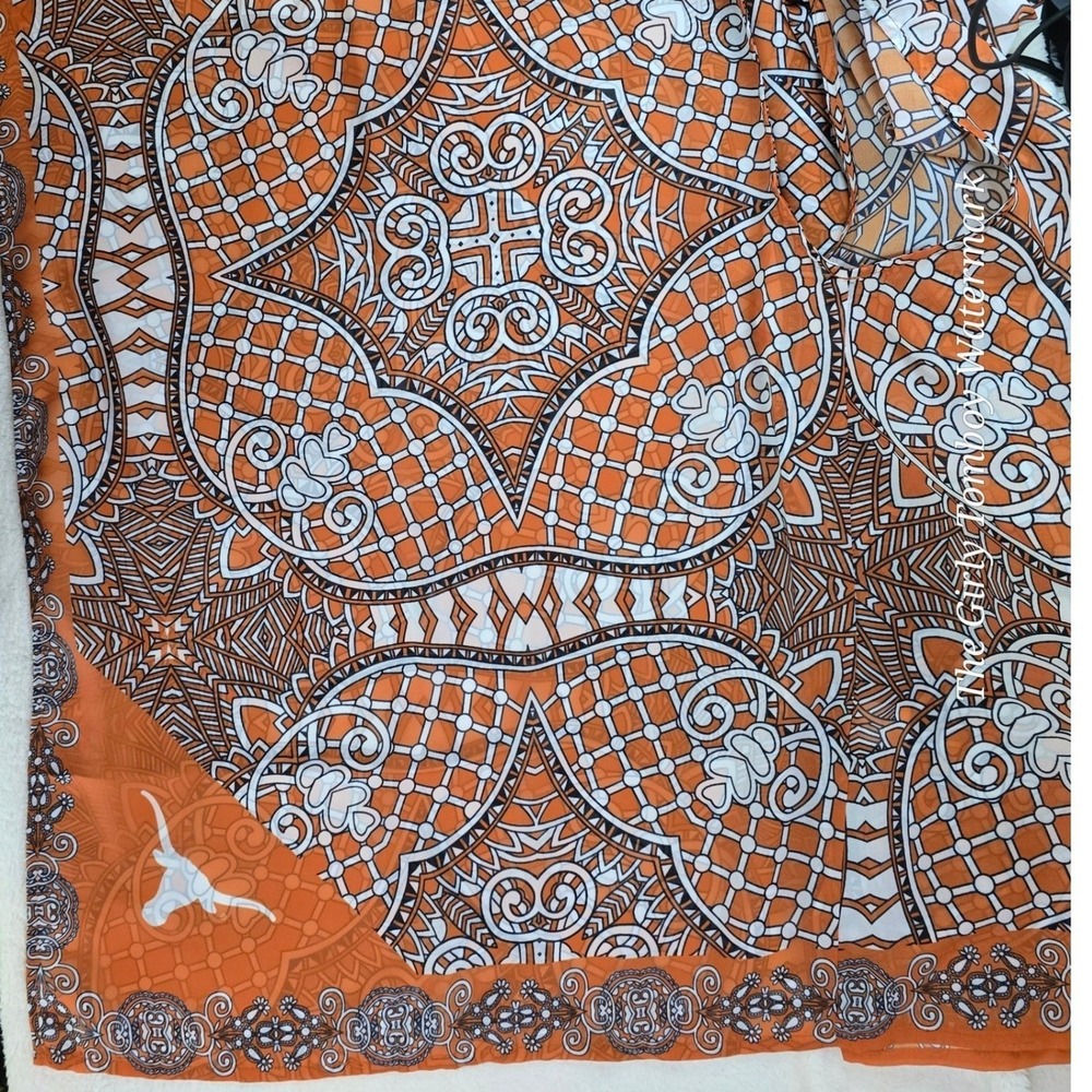 University of Texas Longhorns Orange Geometric Print Sleeveless Duster Vest L XL - Picture 16 of 16